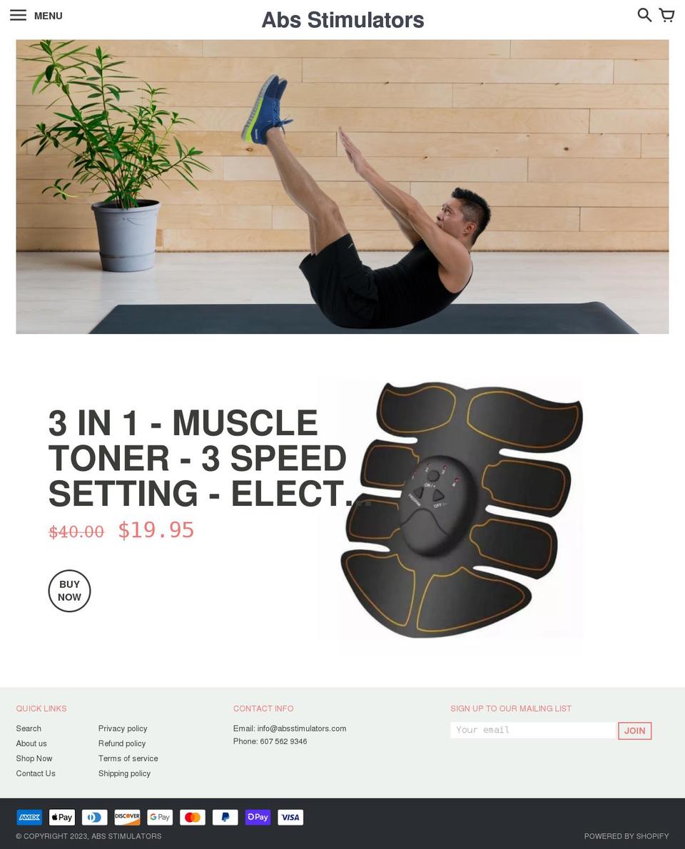 absstimulators.com shopify website screenshot