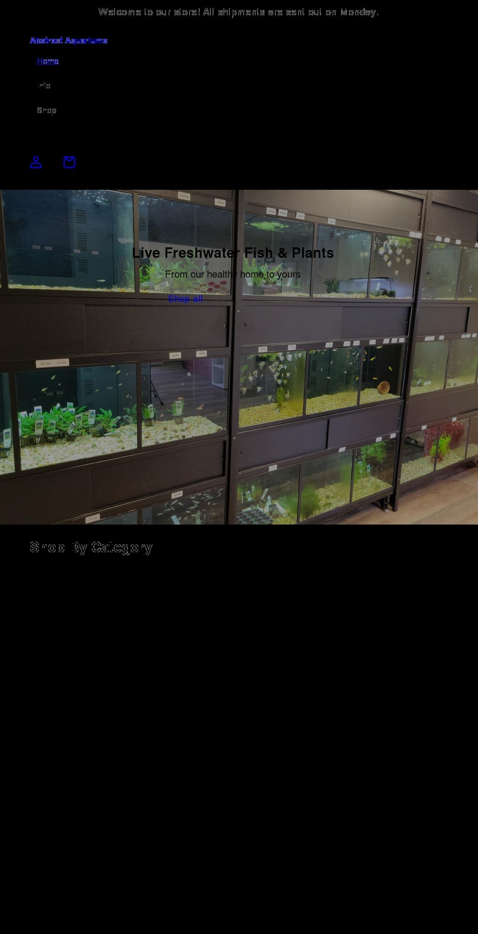 abstractaquariums.com shopify website screenshot