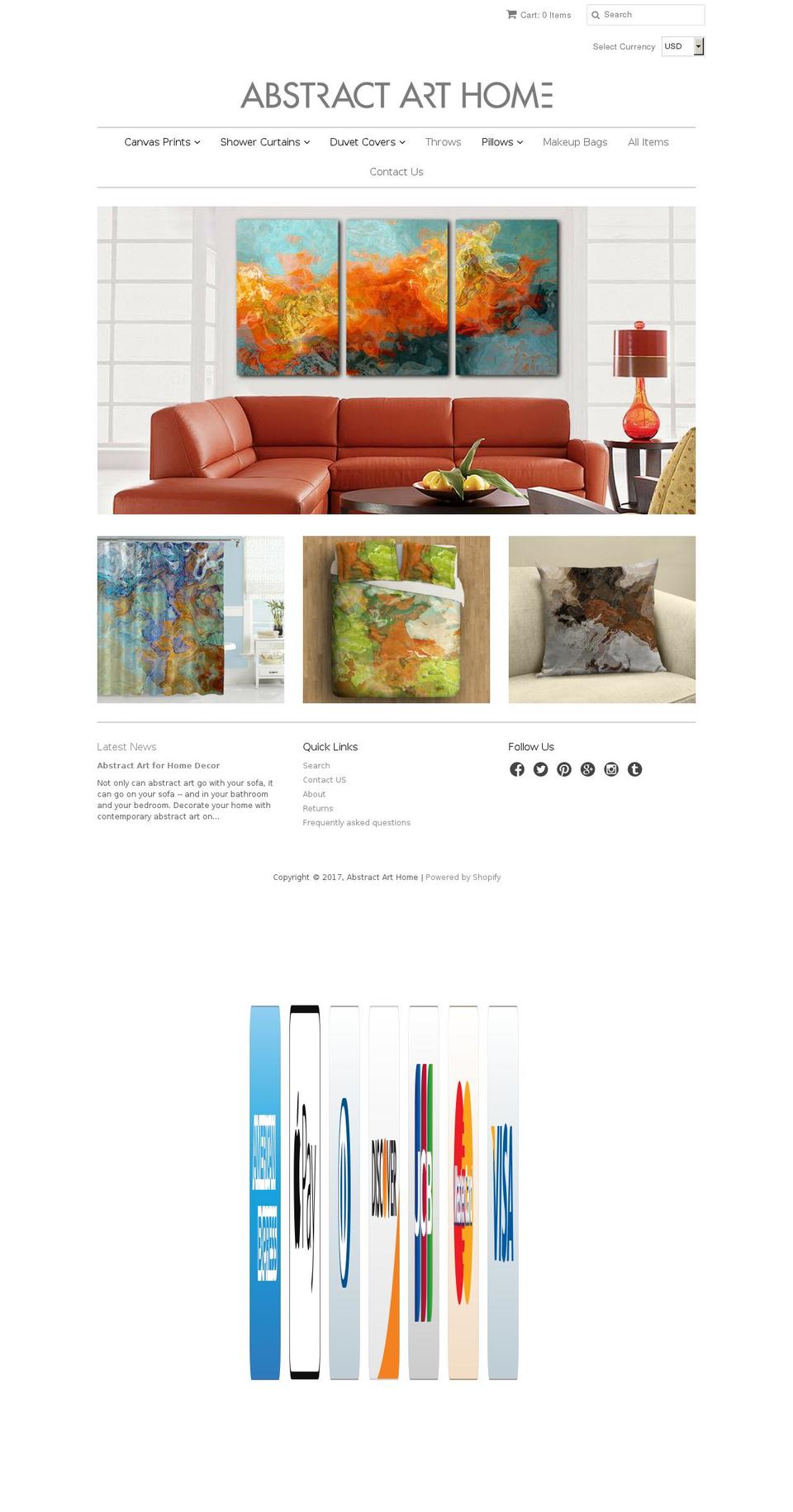 Masonry Shopify theme site example abstractarthome.com
