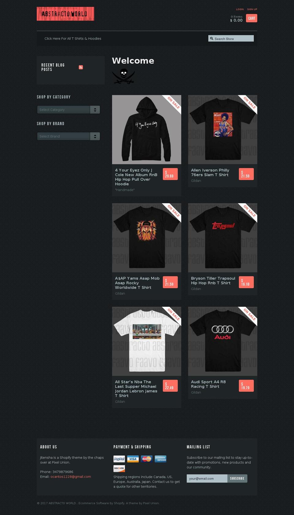 abstractoworld.com shopify website screenshot