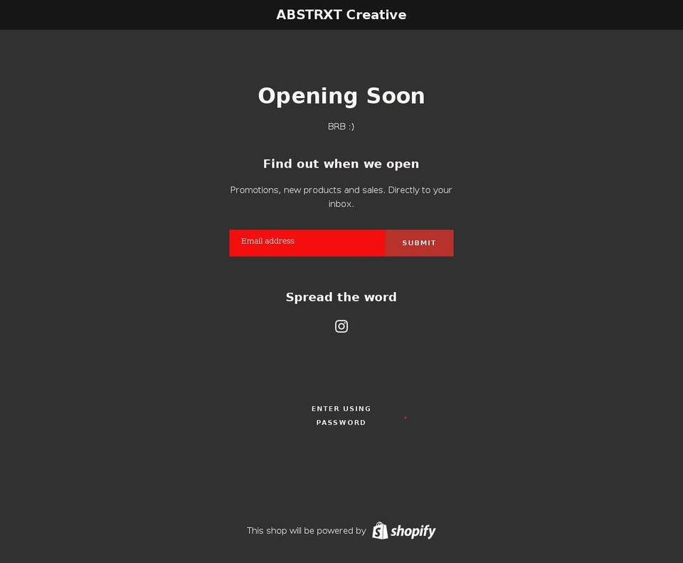 abstrxtcreative.com shopify website screenshot