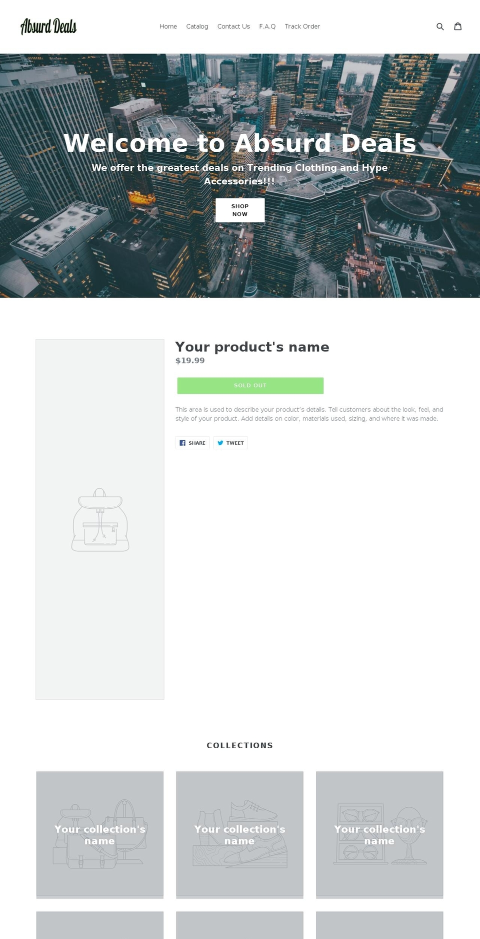 absurddeals.com — Shopify storefront screenshot