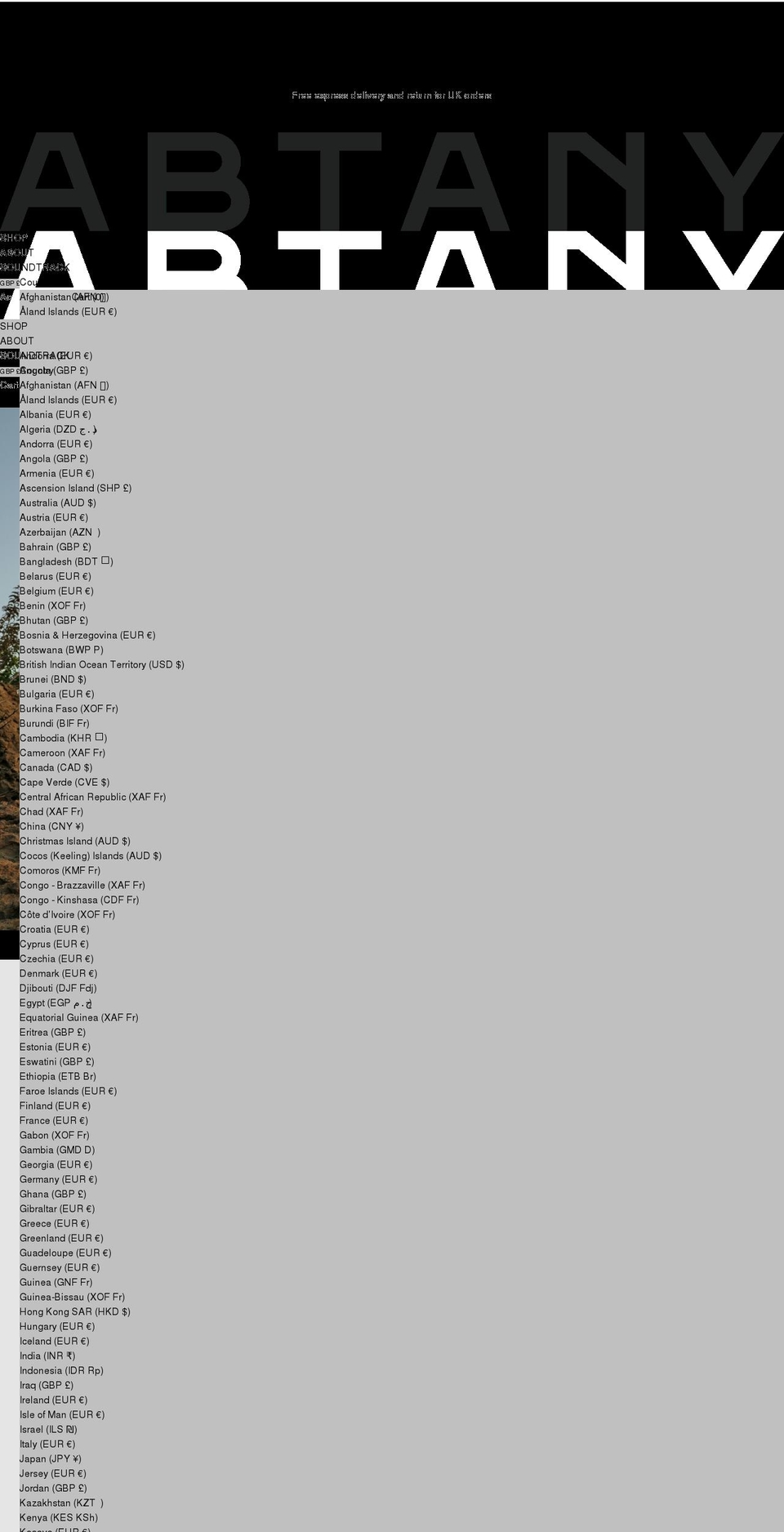 abtany.com shopify website screenshot