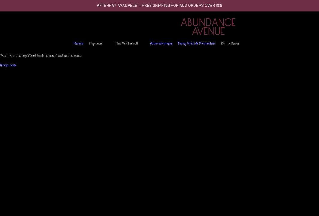 abundanceavenue.com shopify website screenshot
