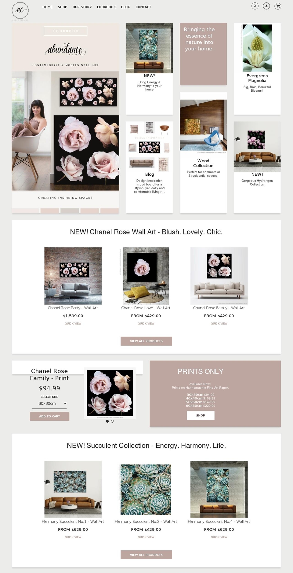 abundancecreative.com — Shopify storefront screenshot