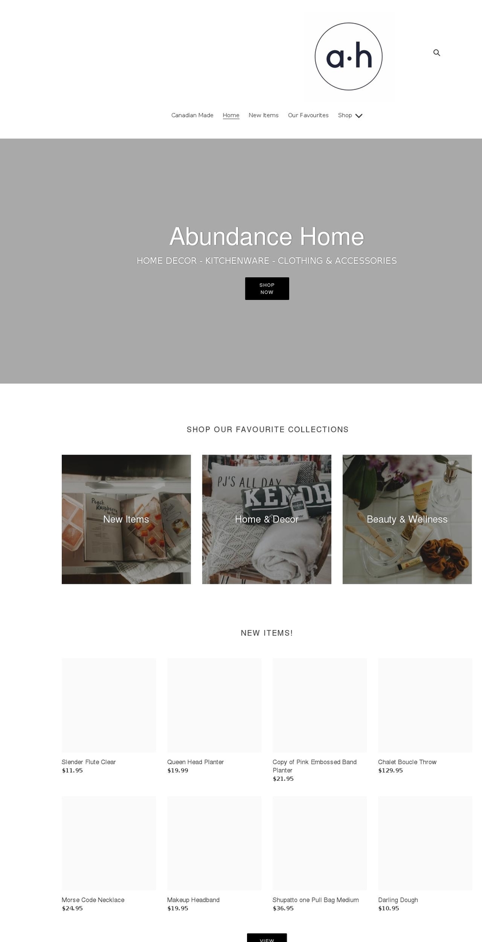 abundancelotw.com shopify website screenshot