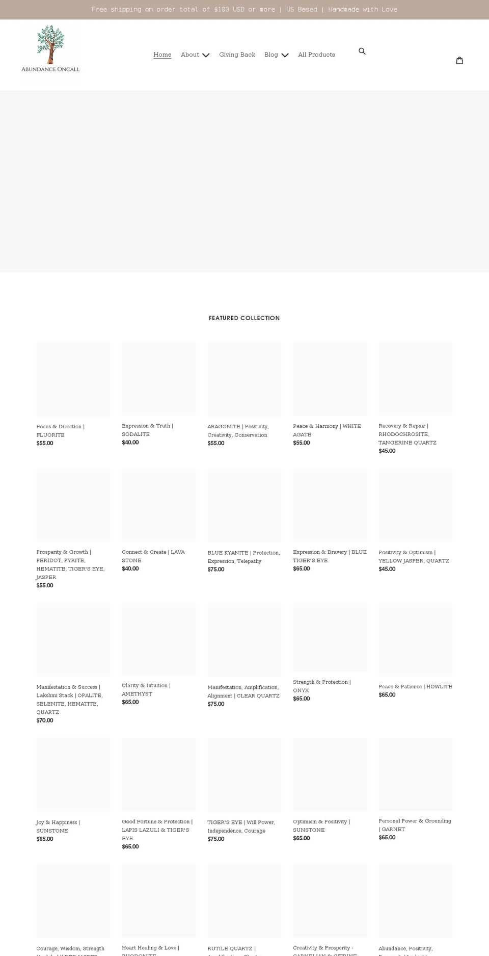 abundanceoncall.com shopify website screenshot