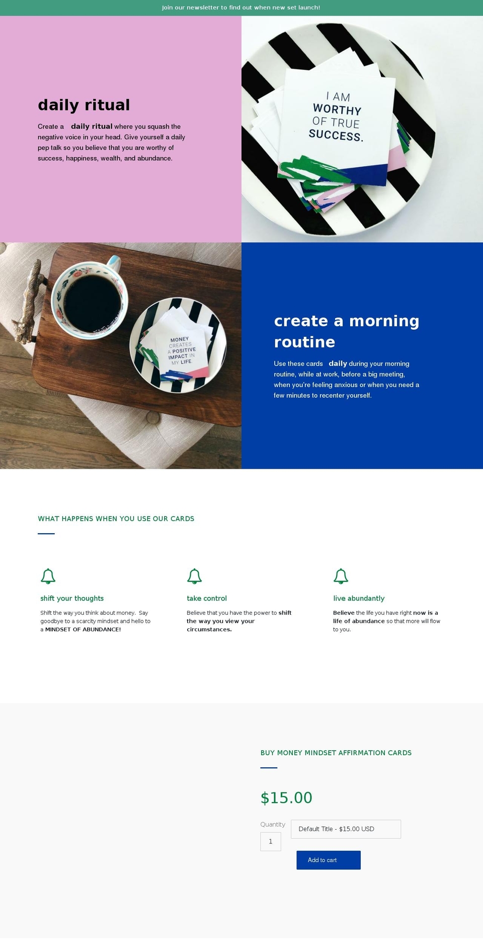 abundantaffirmations.com — Shopify storefront screenshot