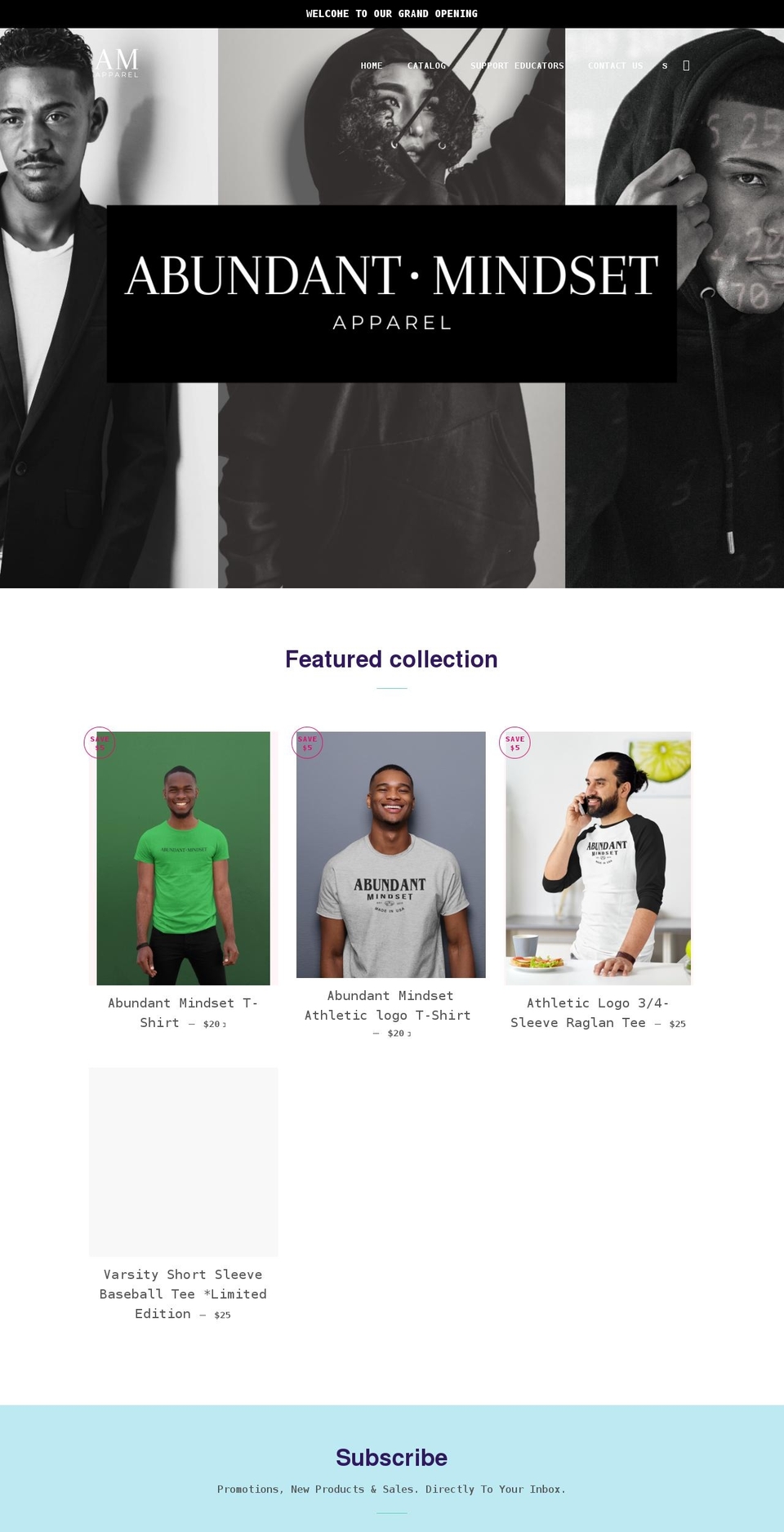 abundantmindsetapparel.com shopify website screenshot