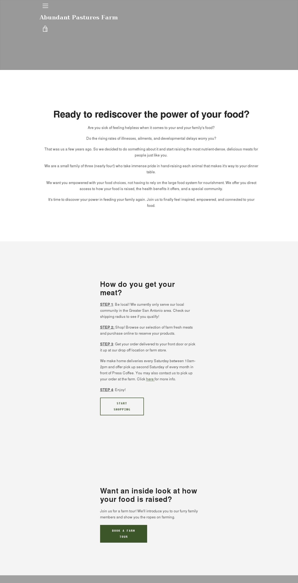 abundantpasturesfarm.com shopify website screenshot