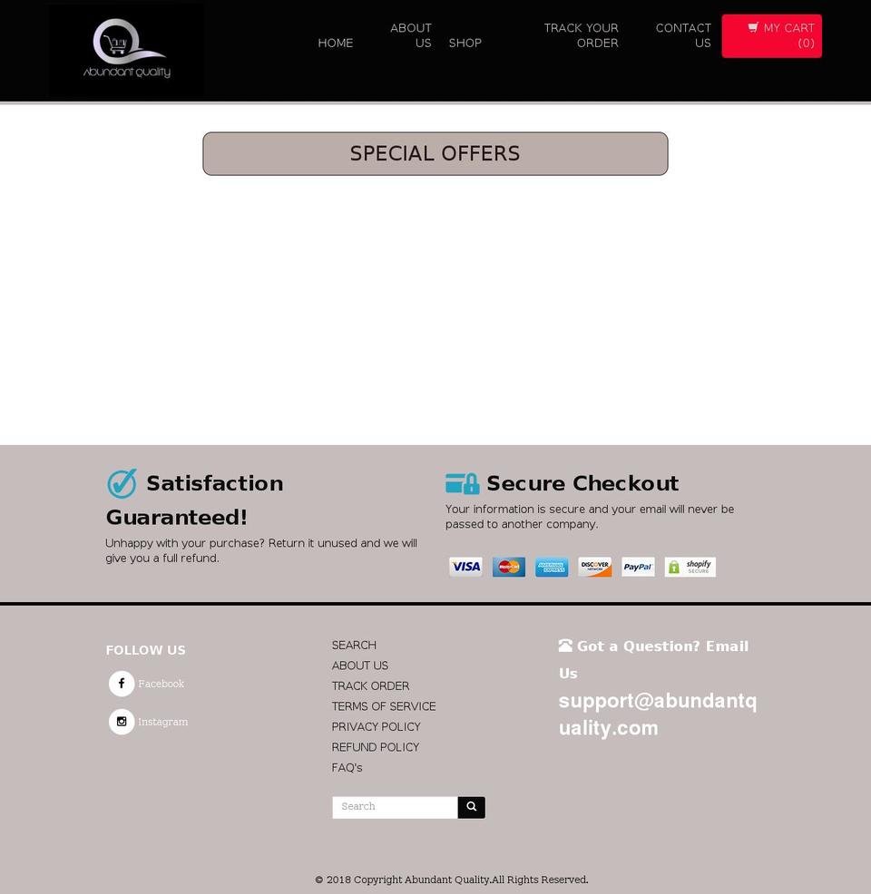 abundantquality.com — Shopify storefront screenshot