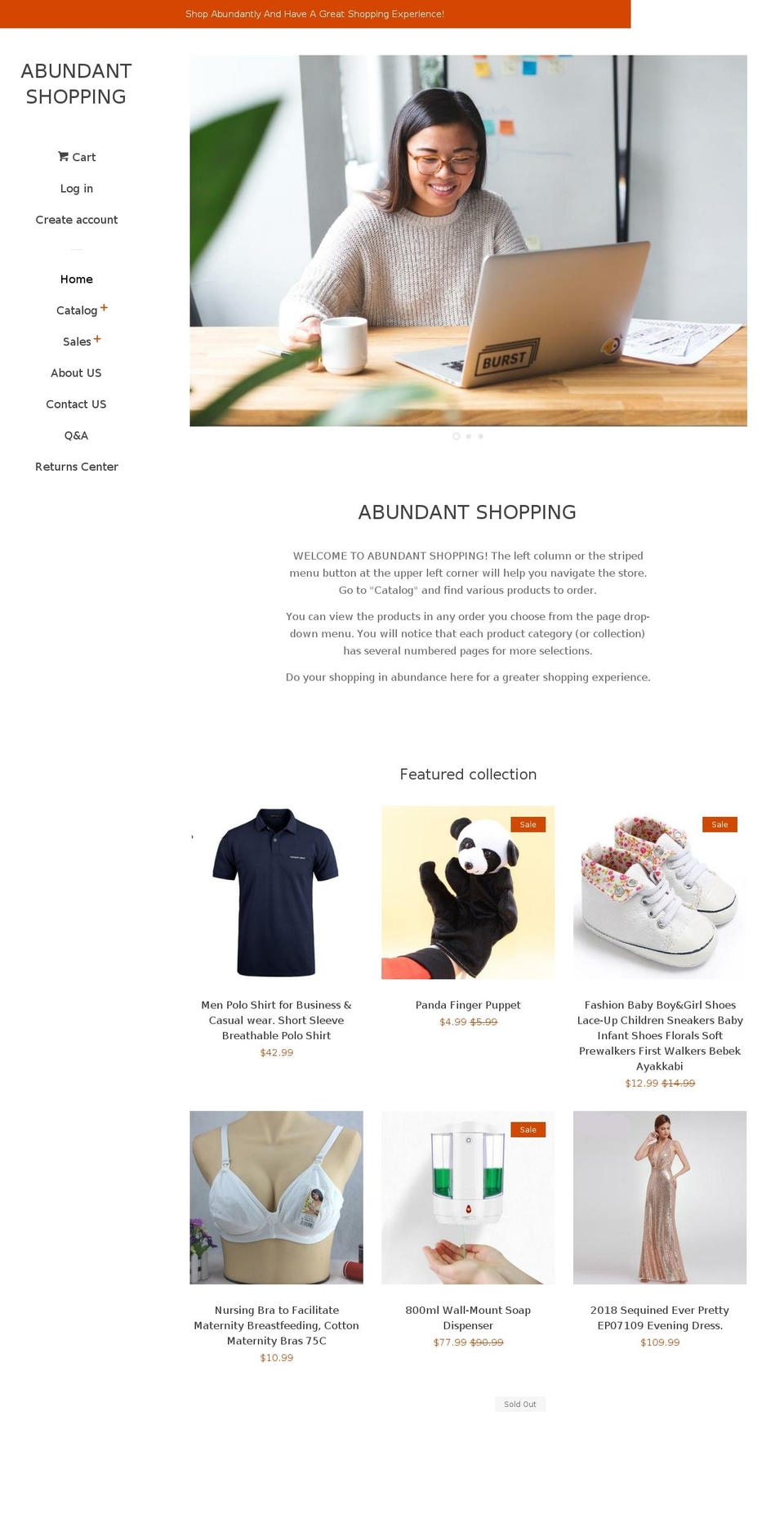 abundantshopping.com — Shopify storefront screenshot