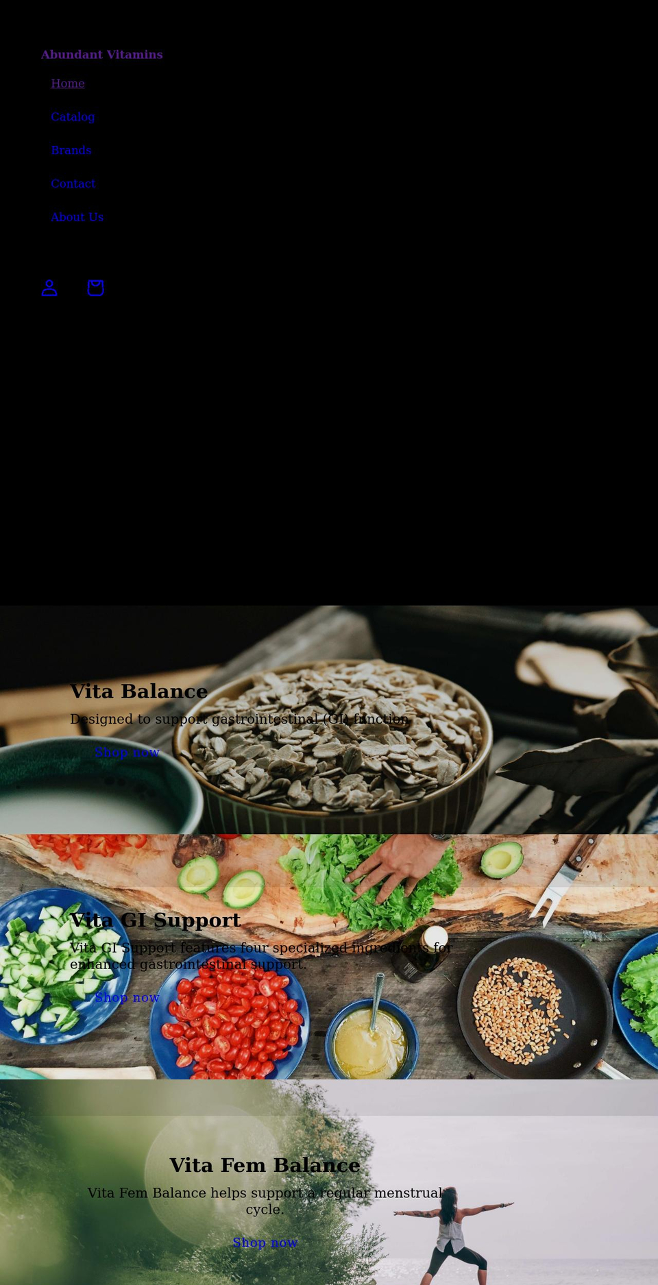 abundantvitamins.com shopify website screenshot