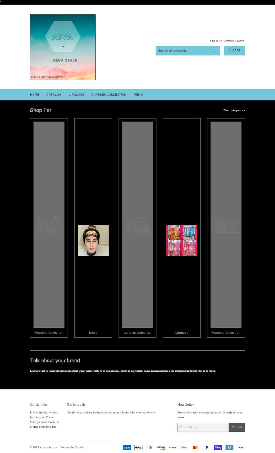abvadeals.com shopify website screenshot