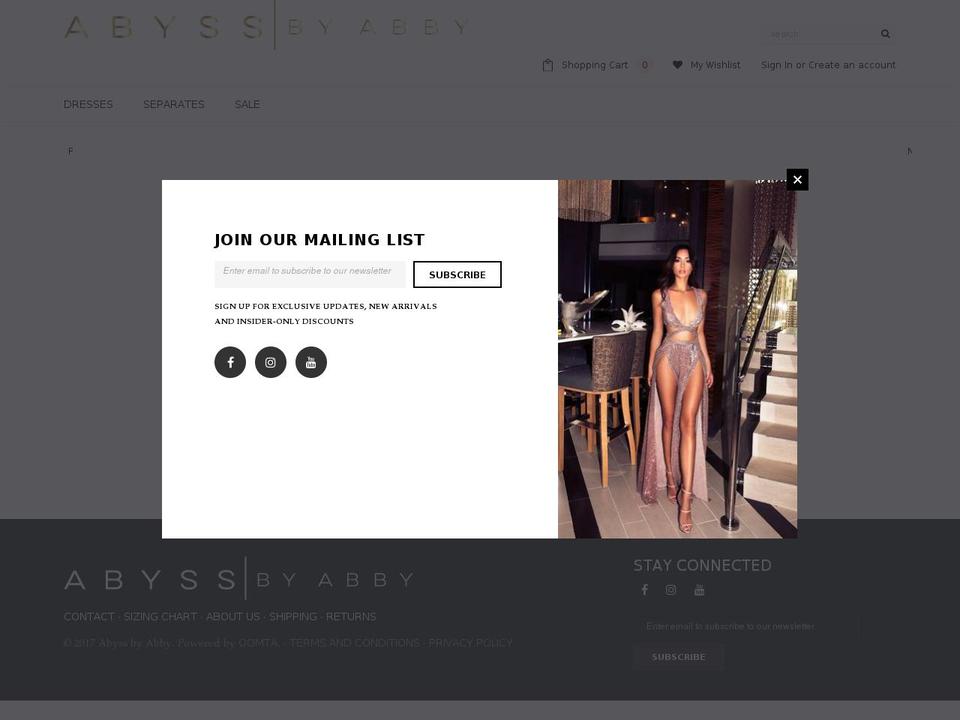 abyssclothing.com.au shopify website screenshot