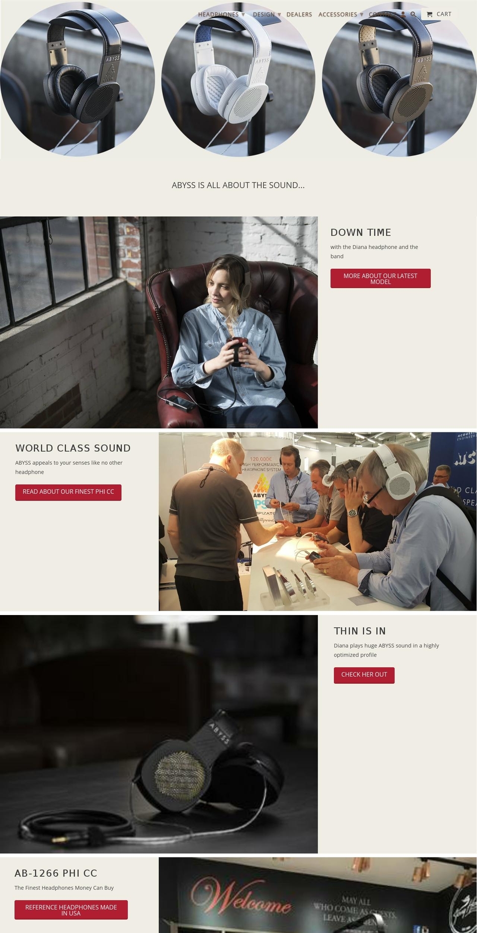 abyssheadphones.com shopify website screenshot