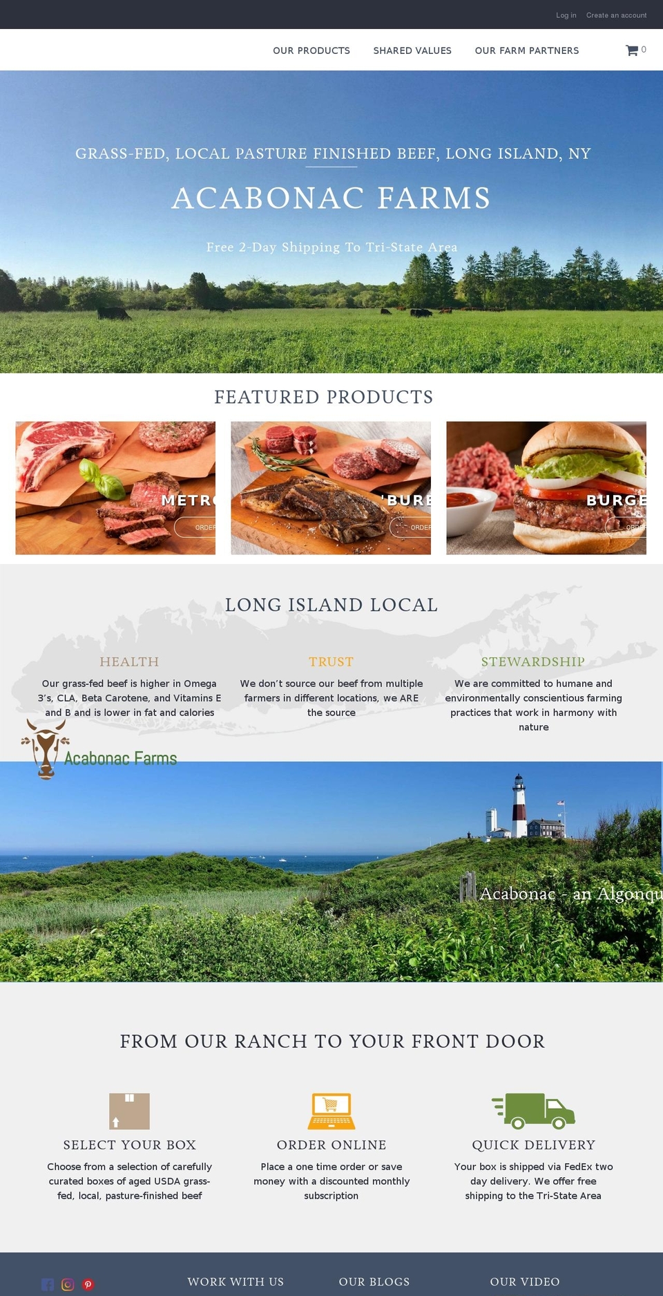 acabonacfarms.com shopify website screenshot