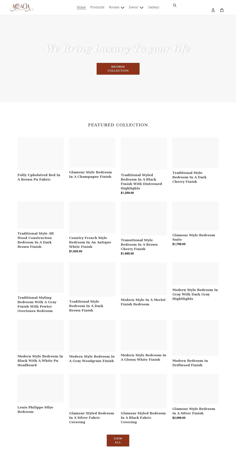 acaciafurniture.net shopify website screenshot