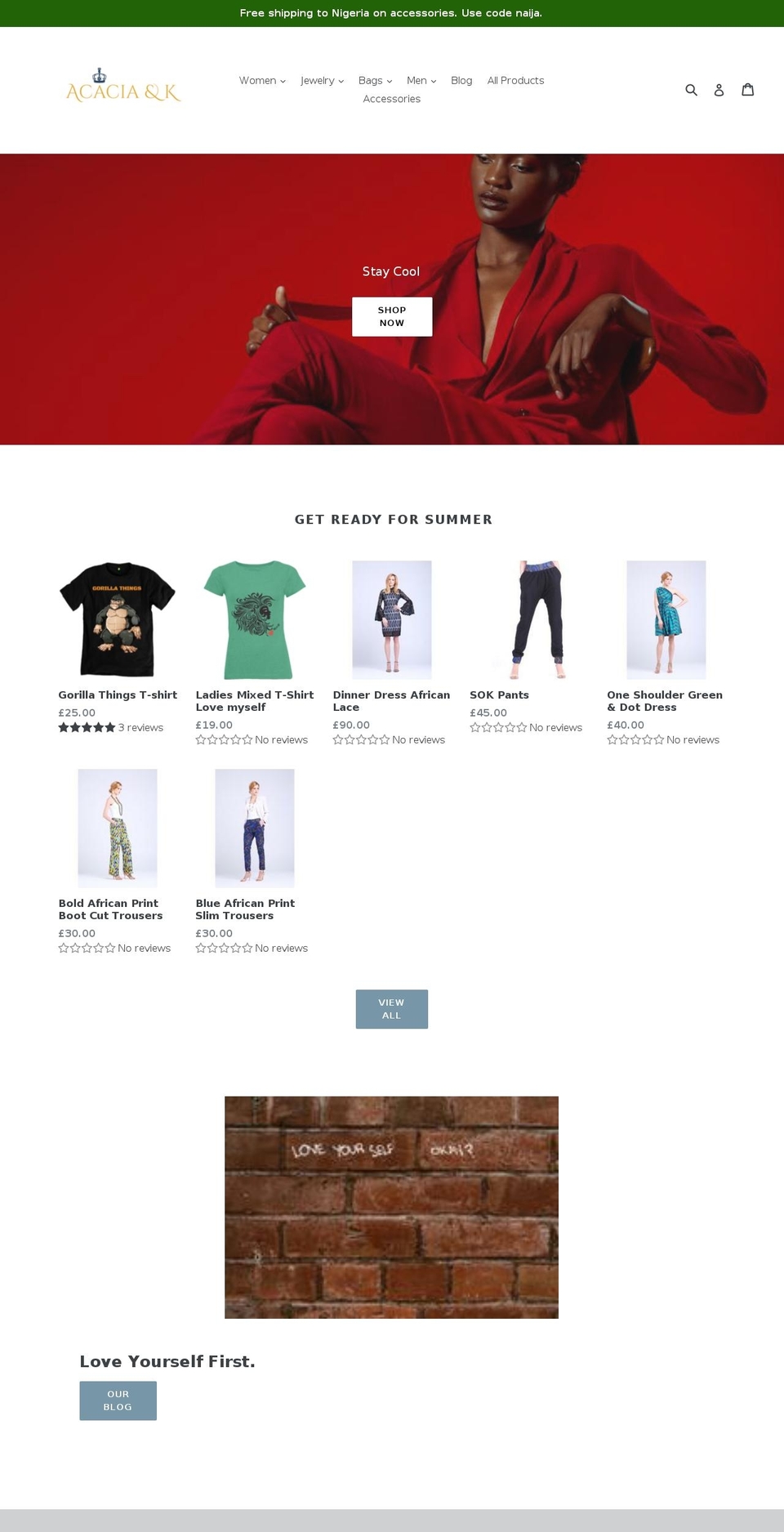 acaciak.com shopify website screenshot