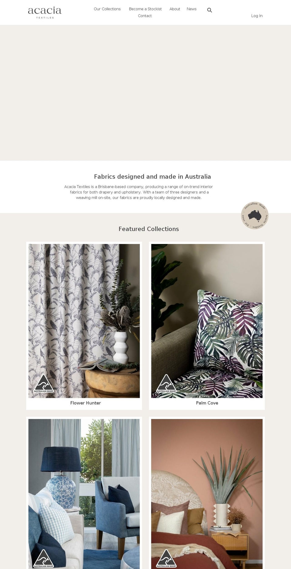 acaciatextiles.com.au shopify website screenshot