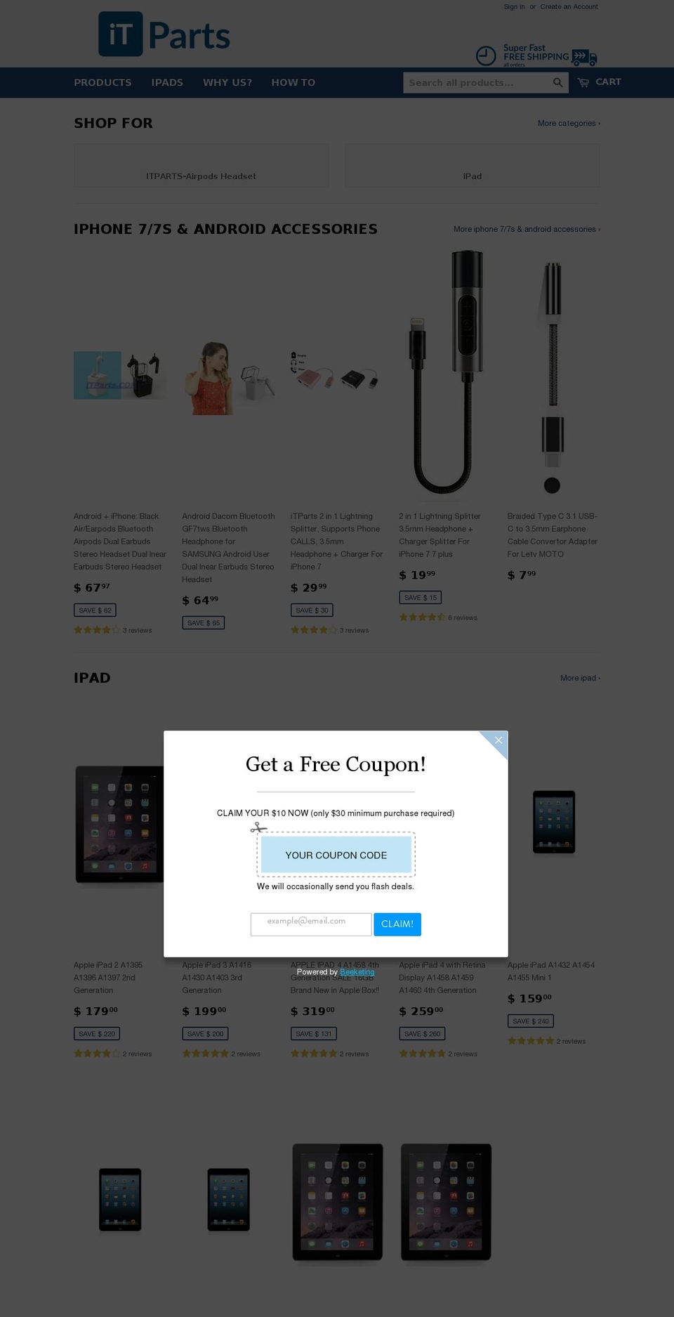 acadapters.com shopify website screenshot