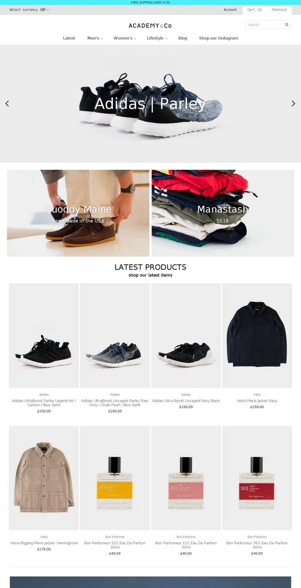 academy-clothes.co.uk shopify website screenshot