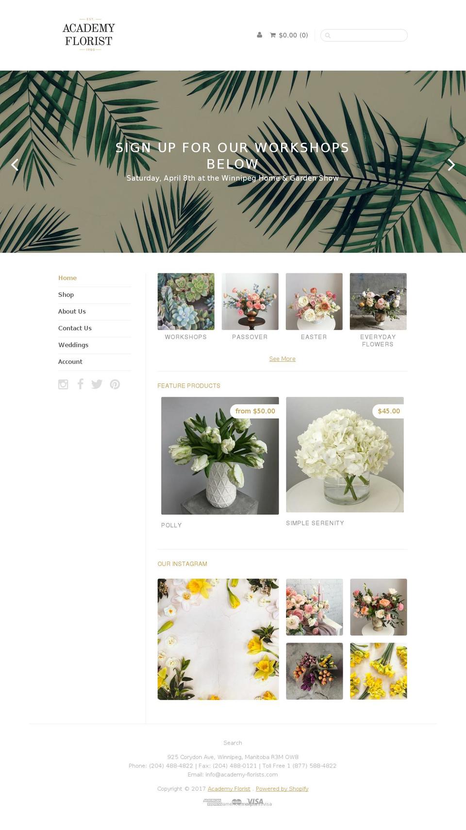 Sugar Shopify theme site example academy-florists.com