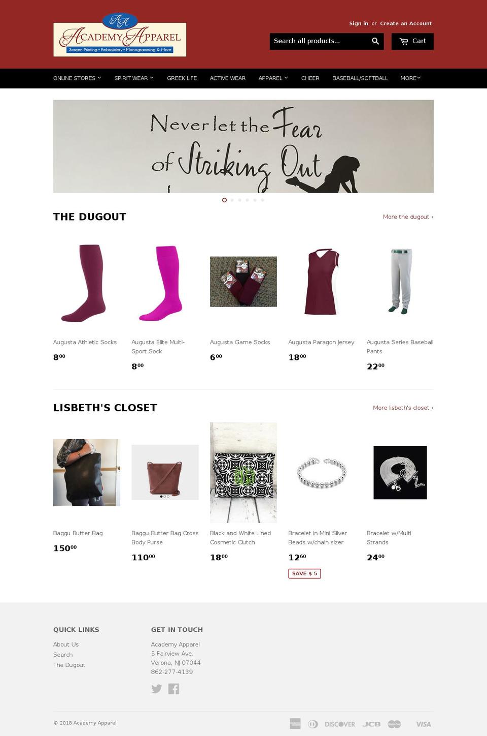 academyapparelllc.com — Shopify storefront screenshot