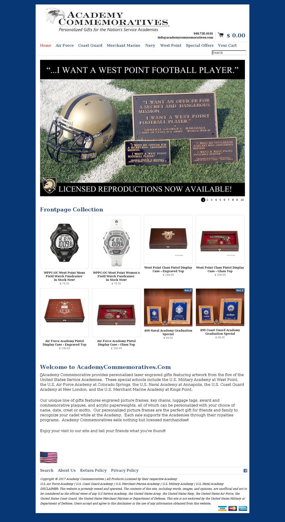 academycommemoratives.com shopify website screenshot