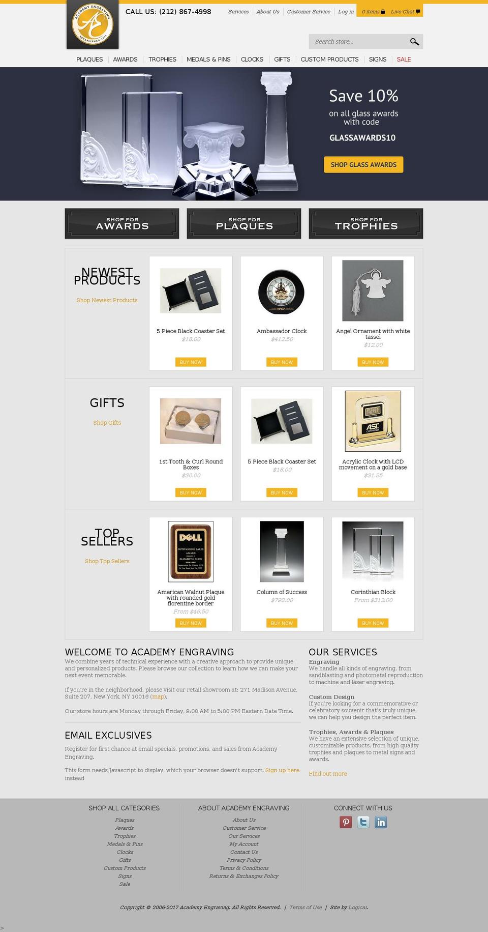 academyengraving.com shopify website screenshot