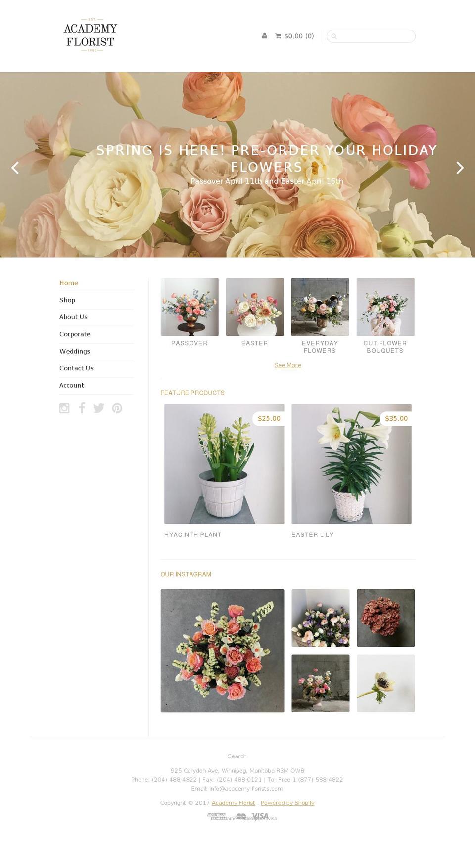 Sugar Shopify theme site example academyflorists.com