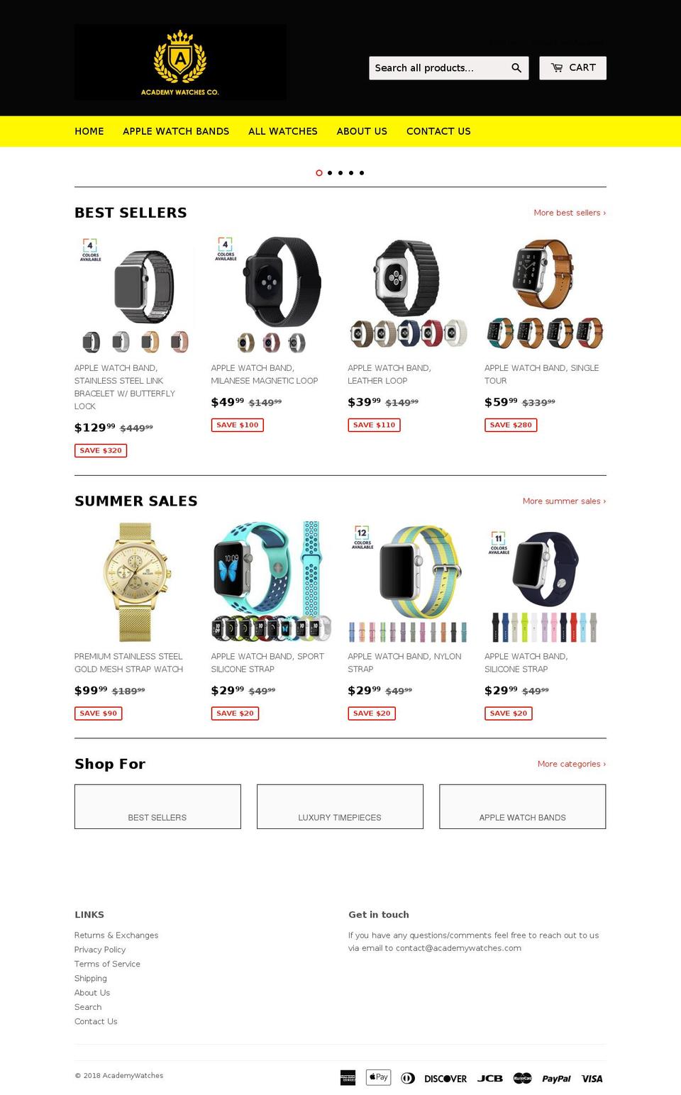 academywatches.com — Shopify storefront screenshot