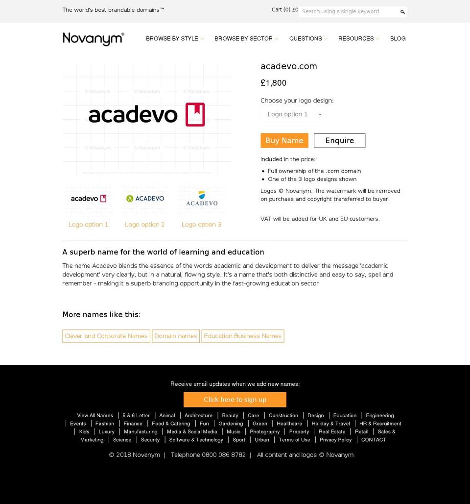 acadevo.com — Shopify storefront screenshot