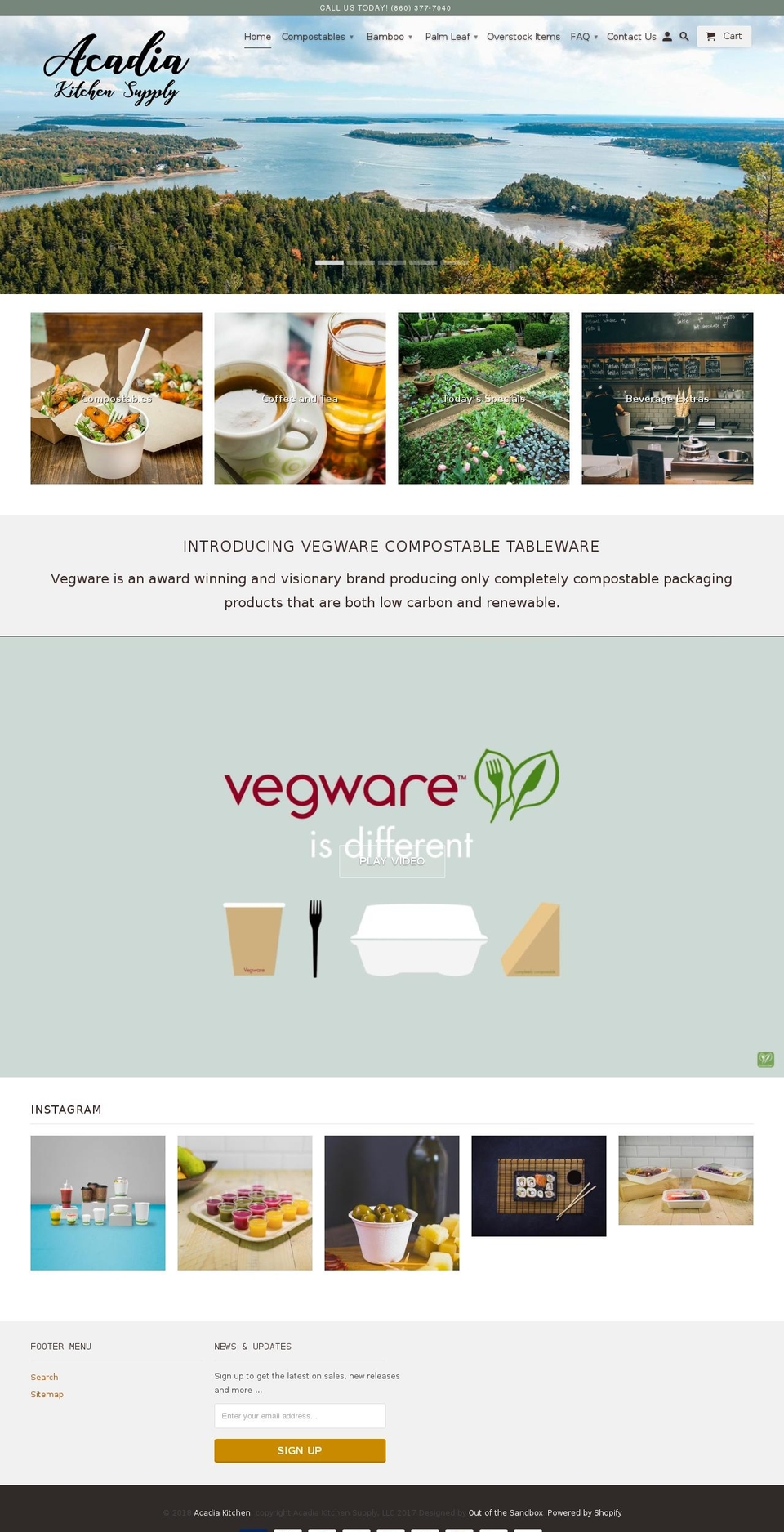 acadiakitchen.com shopify website screenshot