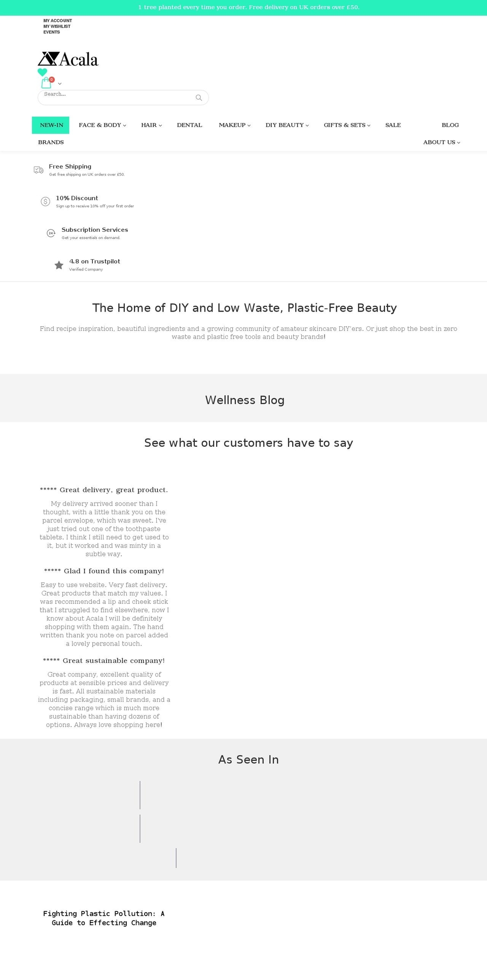 acalaonline.com — Shopify storefront screenshot
