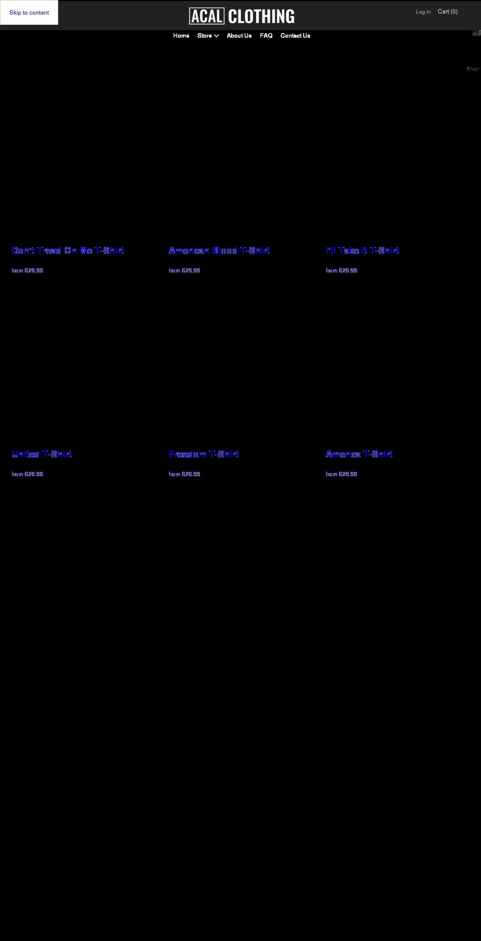 acalclothing.com shopify website screenshot