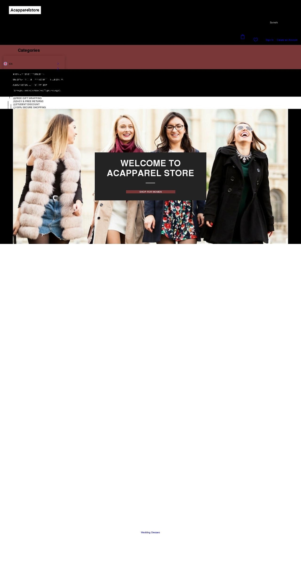 acapparelstore.com shopify website screenshot