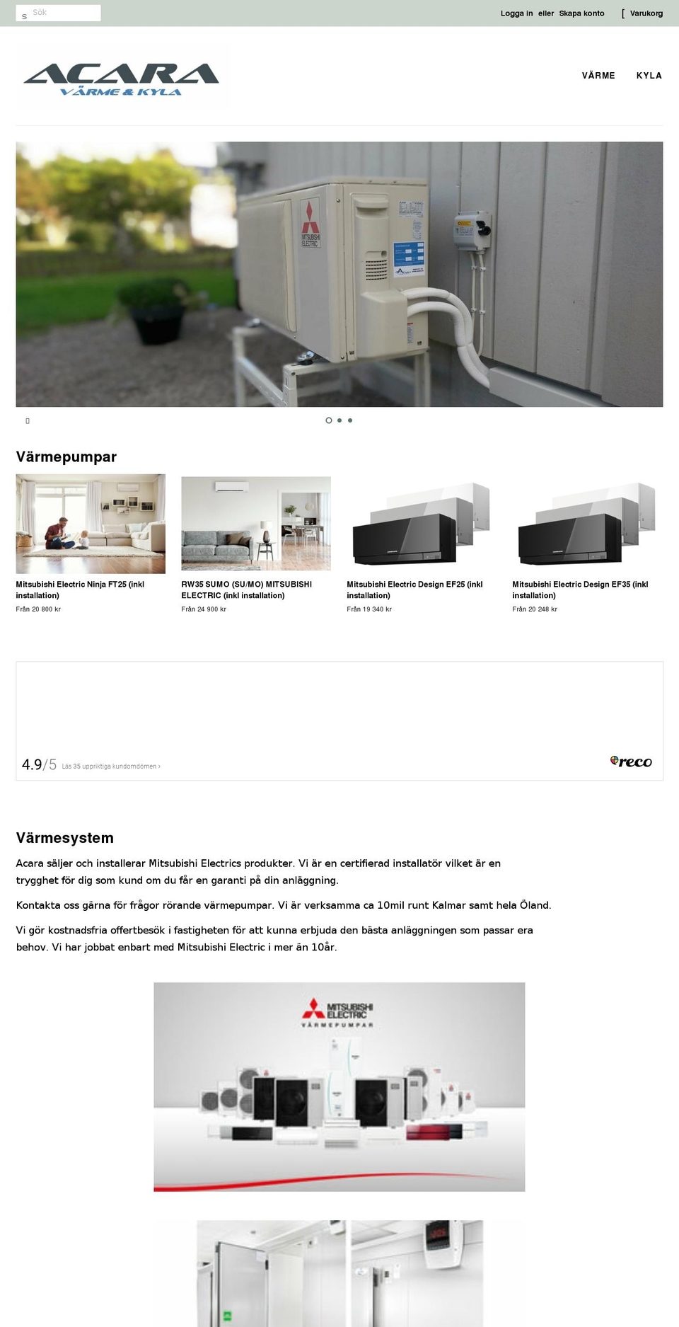 acara.se shopify website screenshot