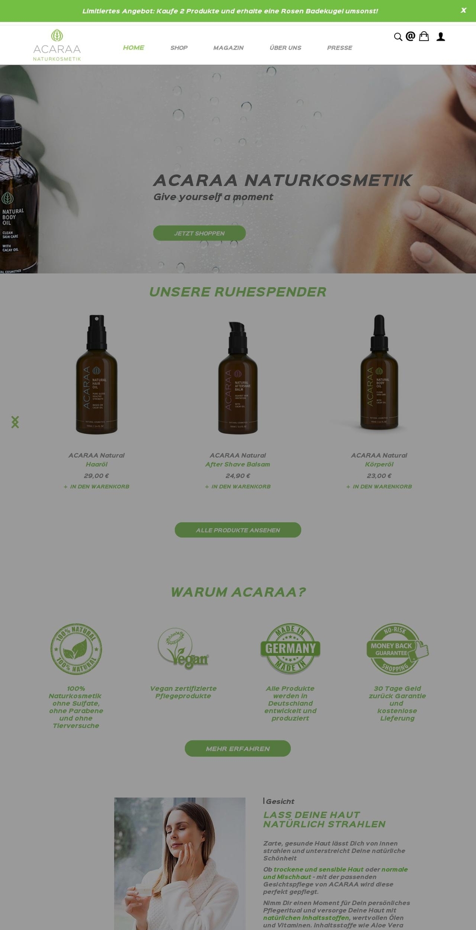 acaraa.com shopify website screenshot