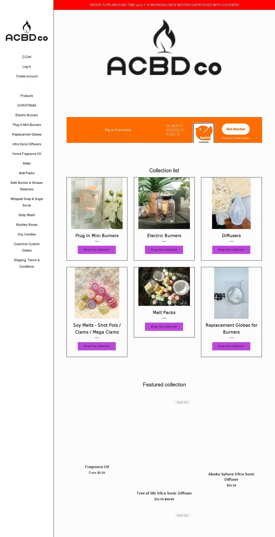 acbdco.com.au shopify website screenshot