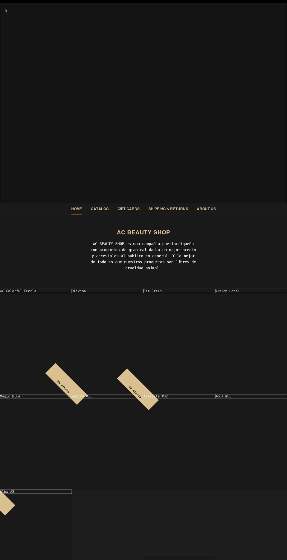 acbeautyshop.com shopify website screenshot