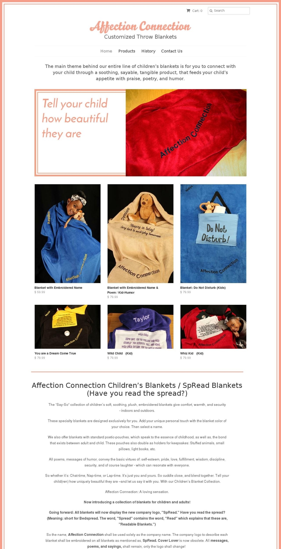 acblankets.com shopify website screenshot