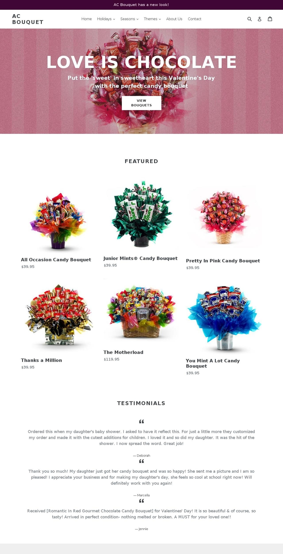 acbouquet.com shopify website screenshot