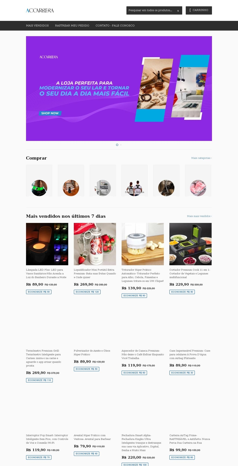 nova Shopify theme site example accarrera.com