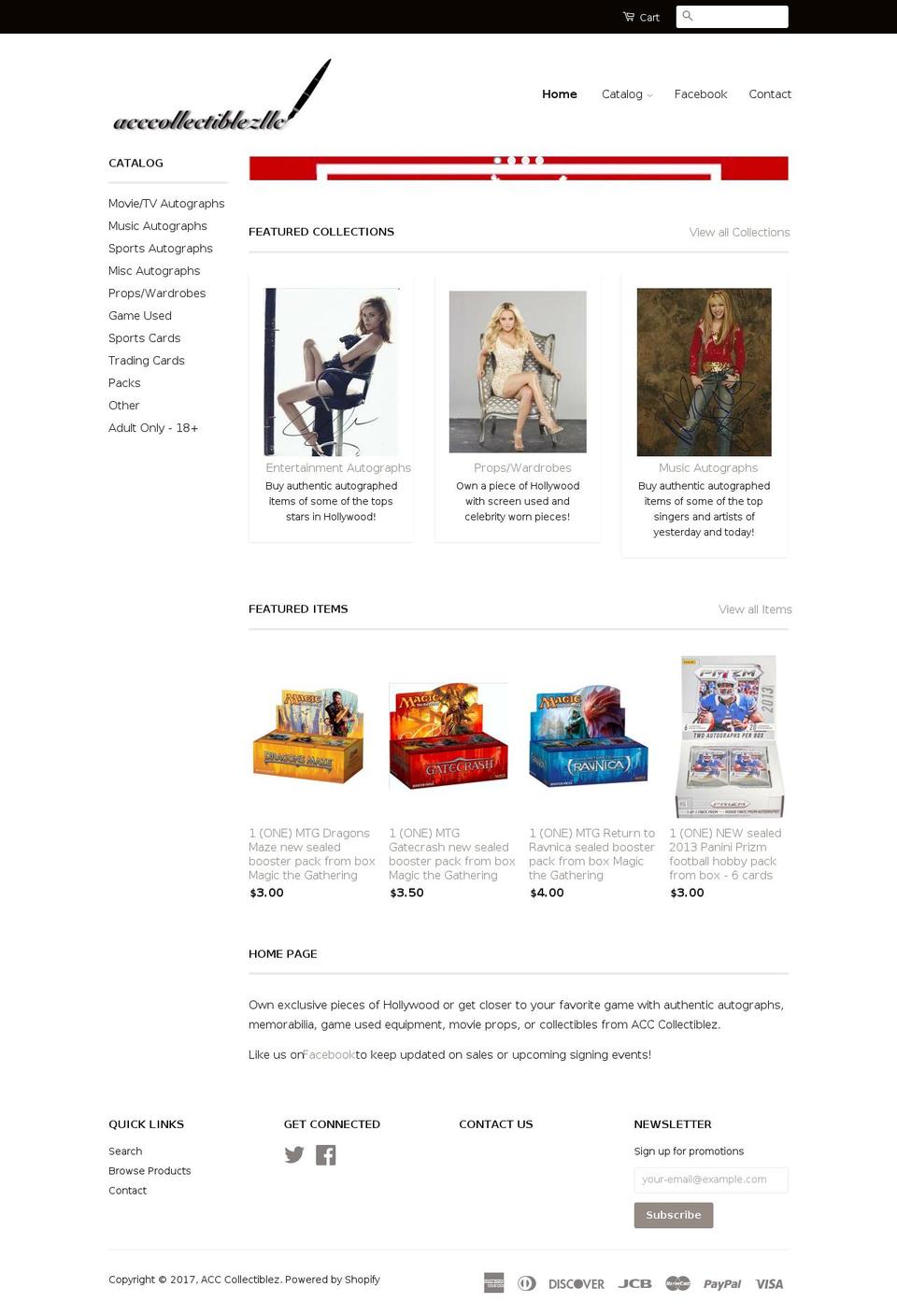 acccollectiblezllc.com shopify website screenshot