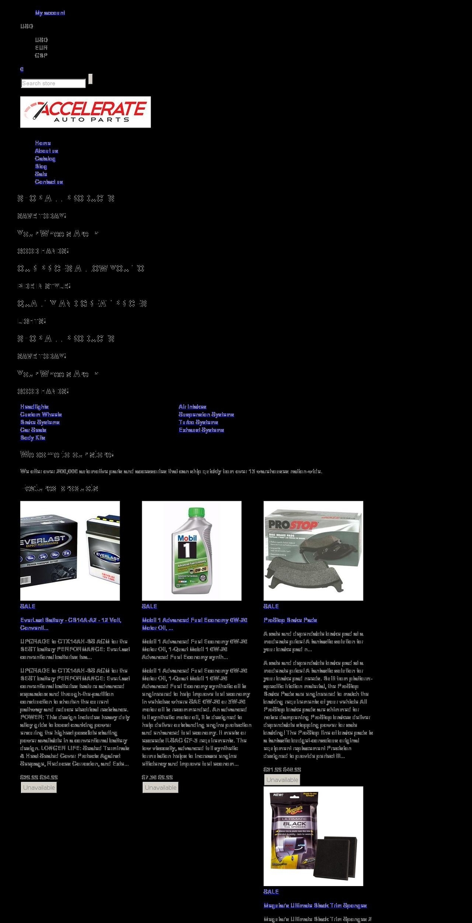 kardone Shopify theme site example accelerateautoparts.com