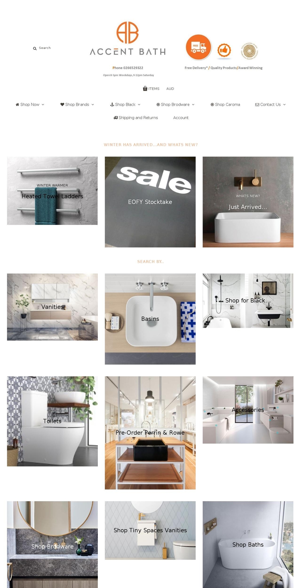 accentbathrooms.com.au shopify website screenshot
