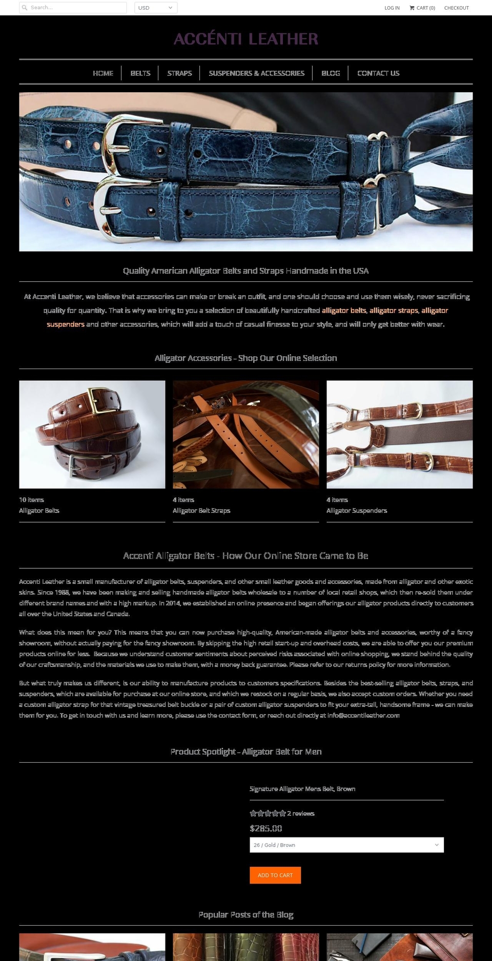 accentileather.com shopify website screenshot