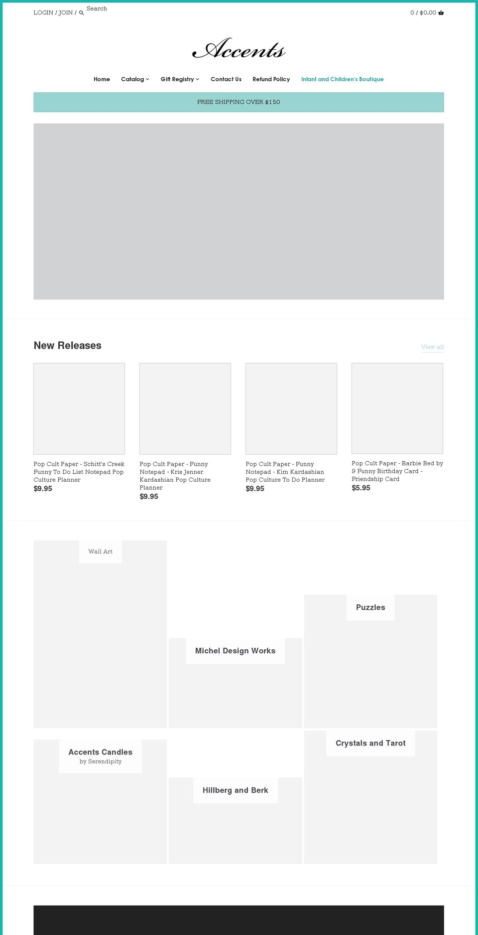 accentsgiftshop.com shopify website screenshot
