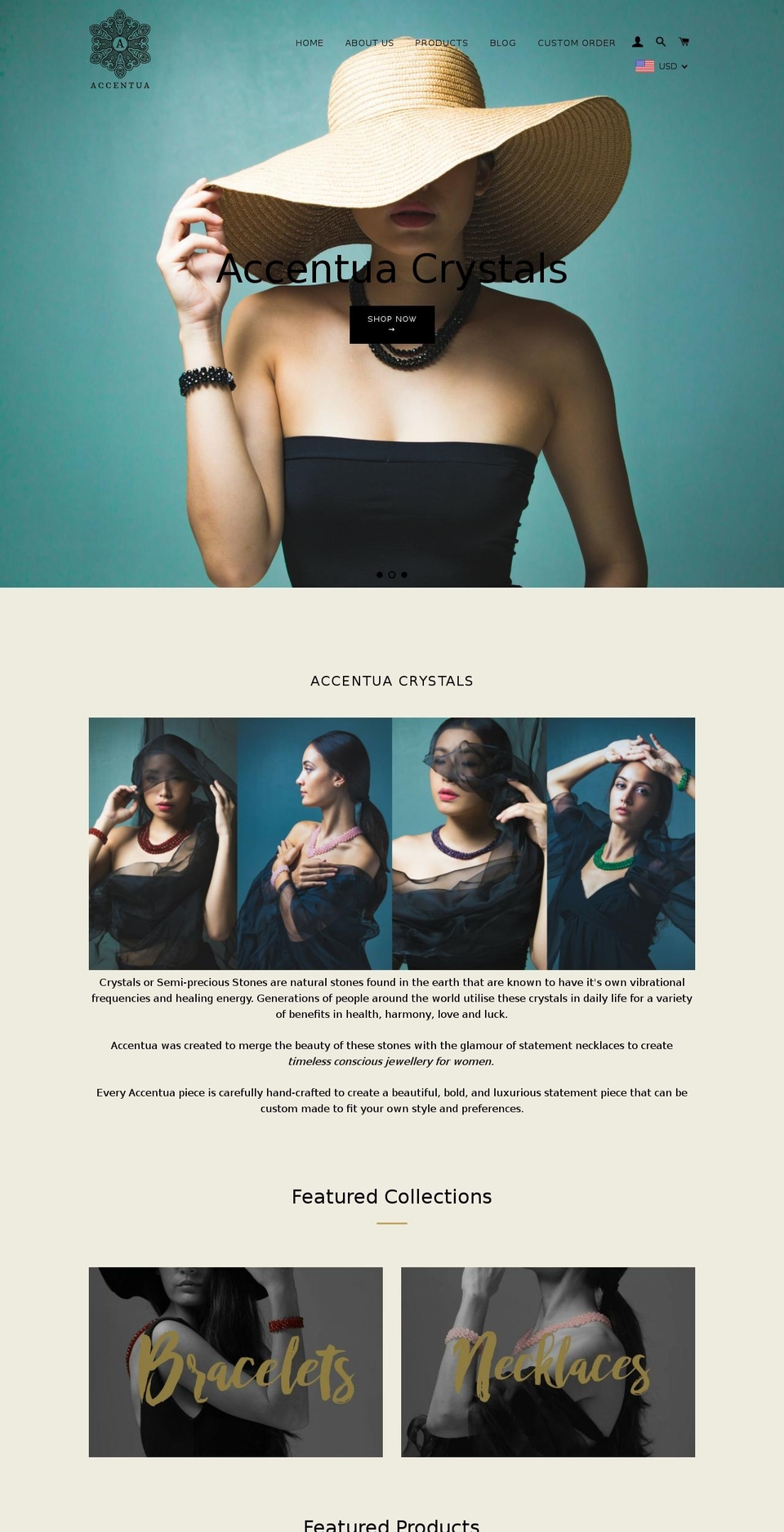 accentuacrystals.com — Shopify storefront screenshot